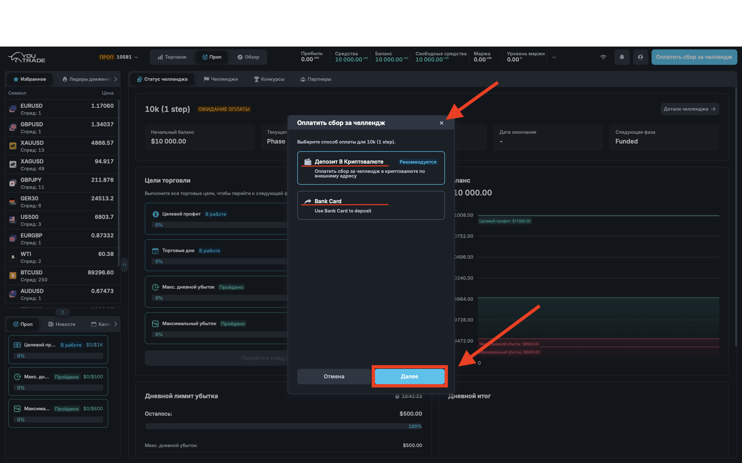 Choosing payment method