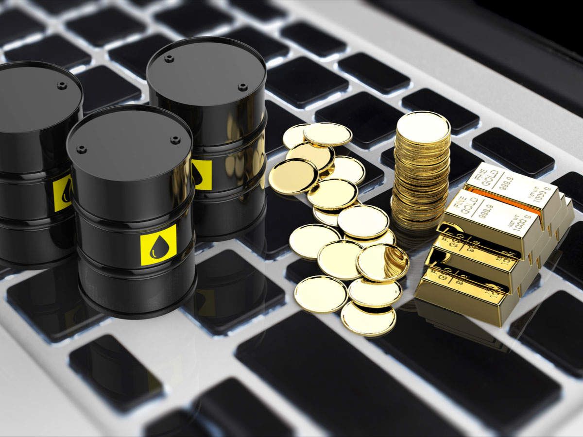 Oil barrels storage brent crude price gold bullion bars financial asset correction